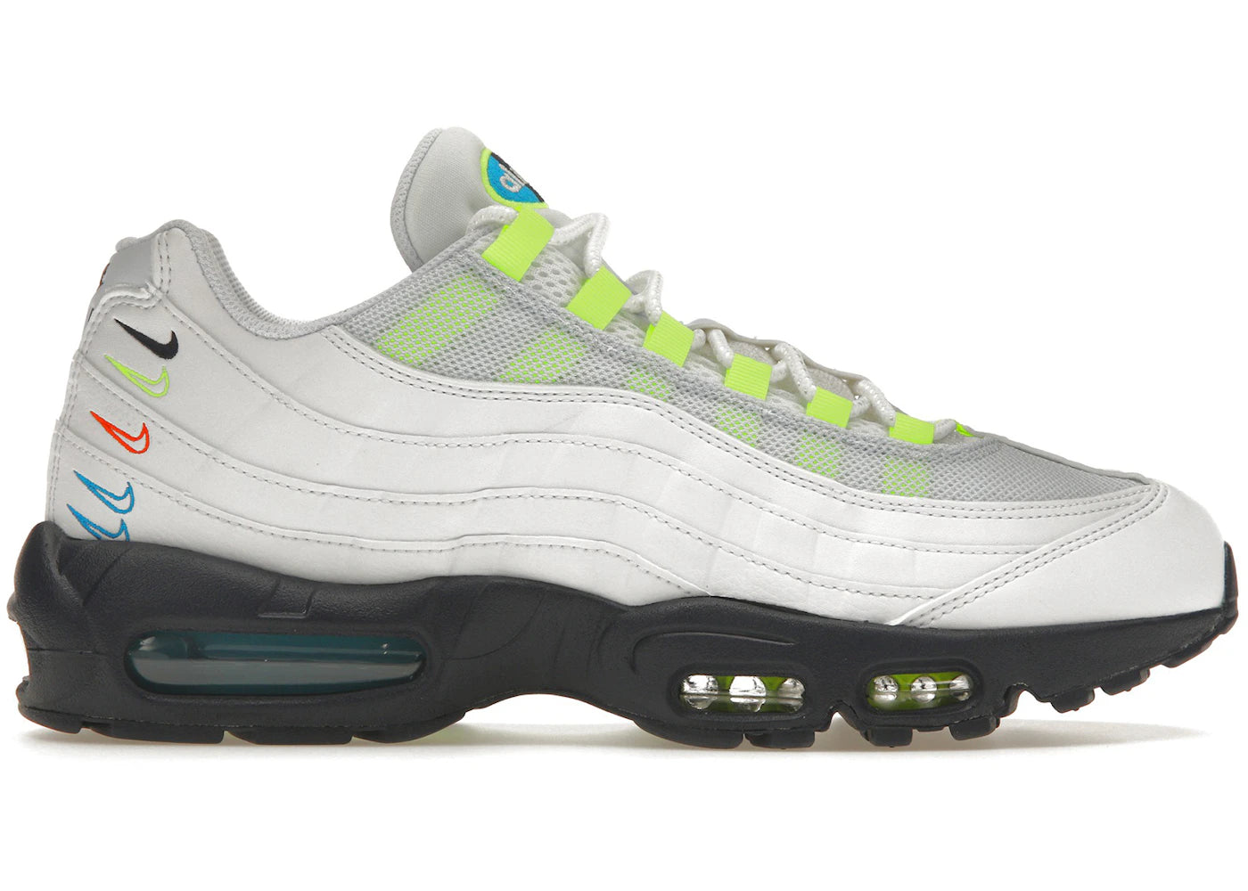 Nike Air Max 95-White Volt Football Grey 3D Multi Swoosh