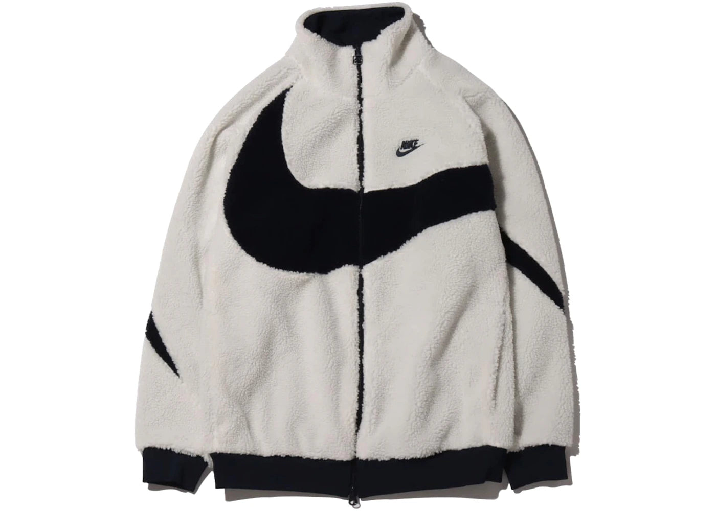 Nike Women's Big Swoosh Reversible Boa Jacket (Asia Sizing)-White/Navy/Black