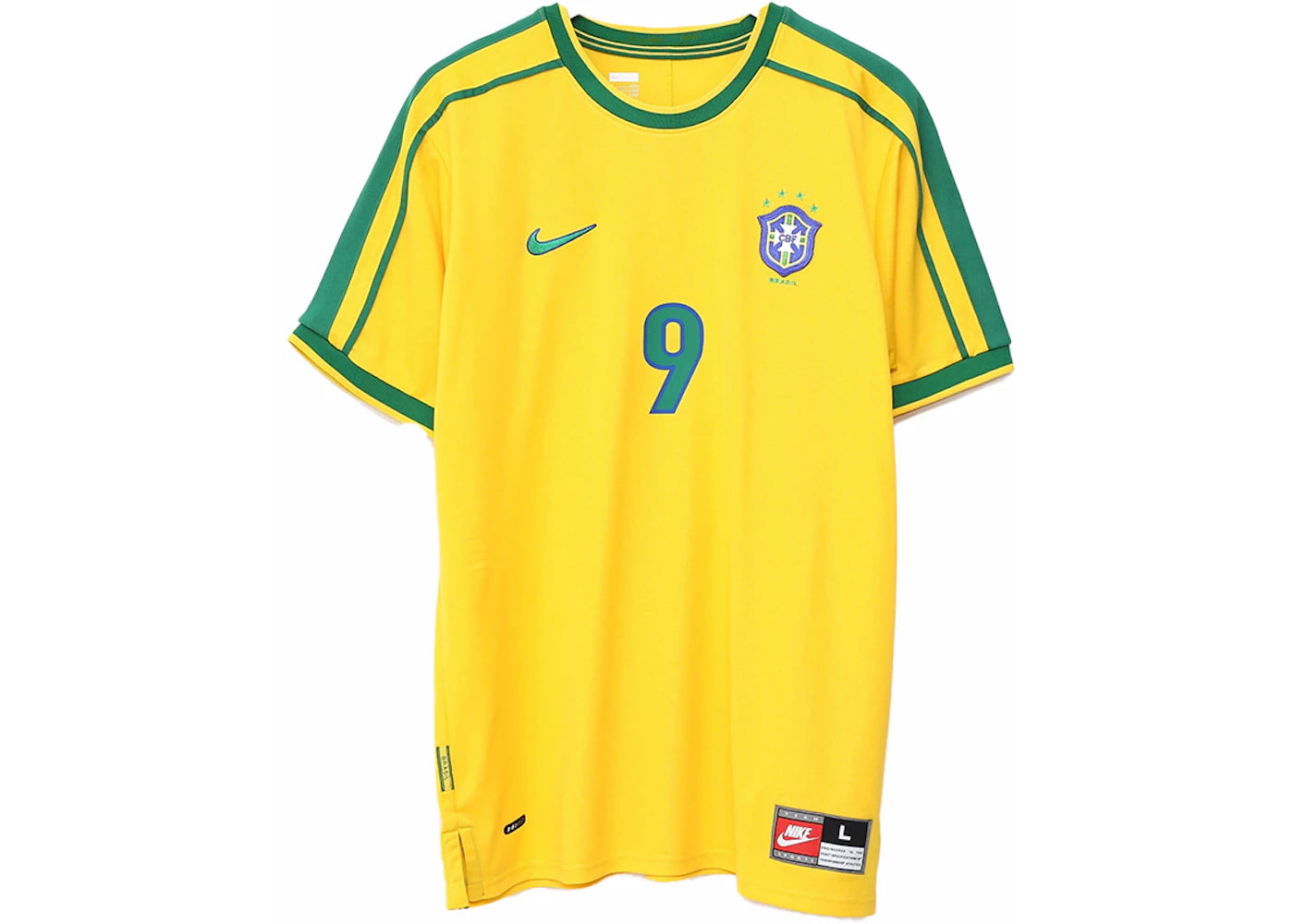 Maillot réplique de football Nike Brésil 1998 Ronaldo - Couleur jaune maïs universitaire