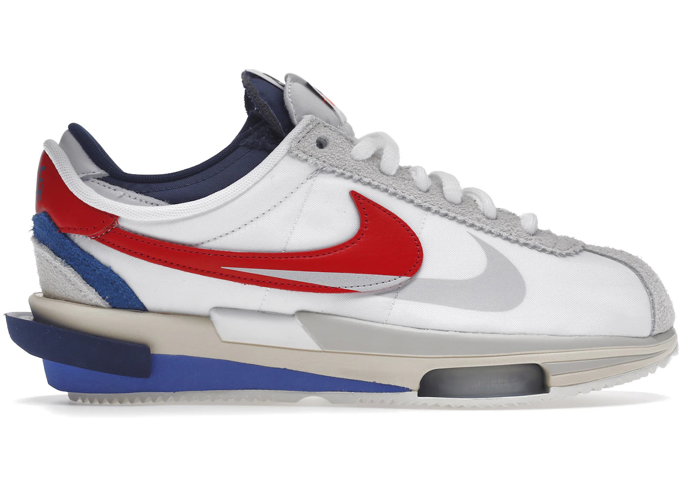 Nike Zoom Cortez SP-sacai Blanc Rouge Université Bleu