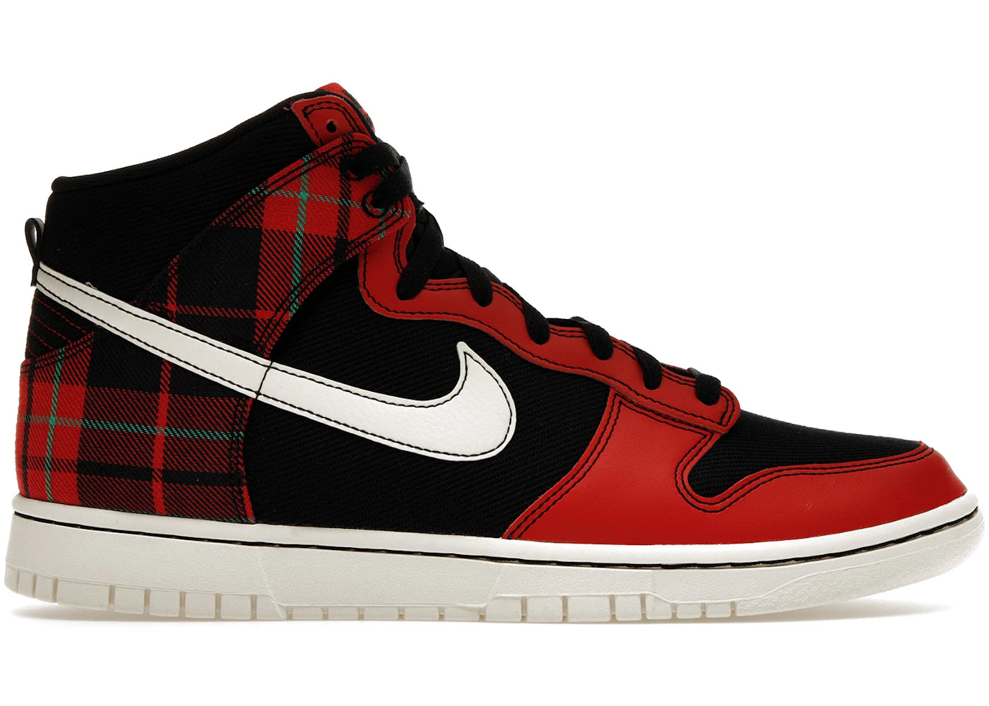 Nike Dunk High SE-Tartan Plaid Black University Red