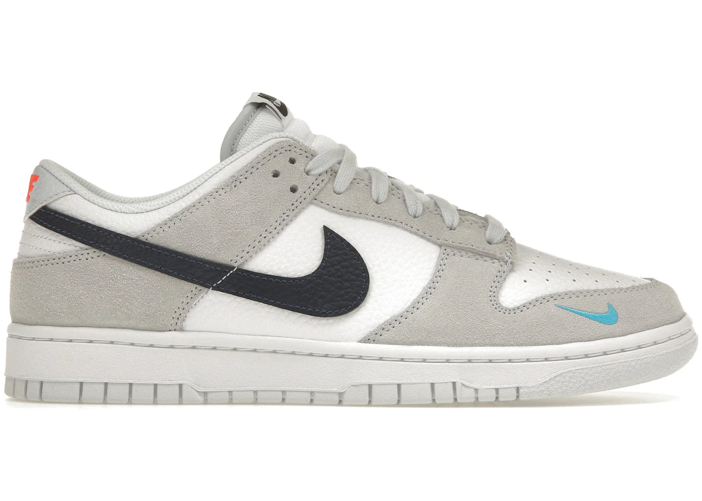 Nike Dunk Low-White Grey Navy Aqua Mini Swoosh