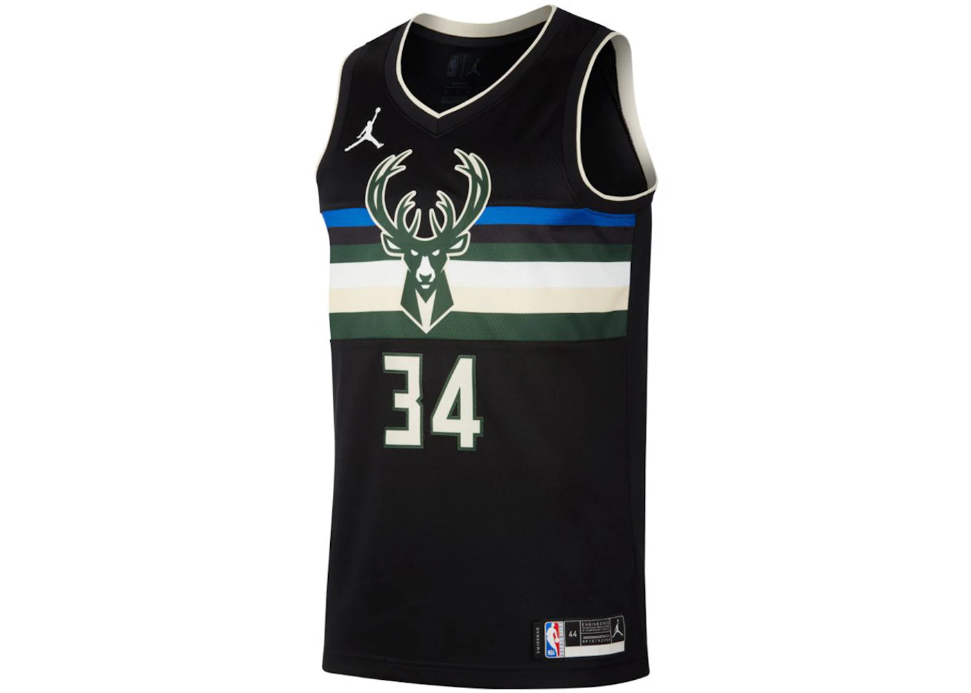 Nike Giannis Antetokounmpo Bucks Statement Jersey-Core Black/Cargo Khaki/Cloud White
