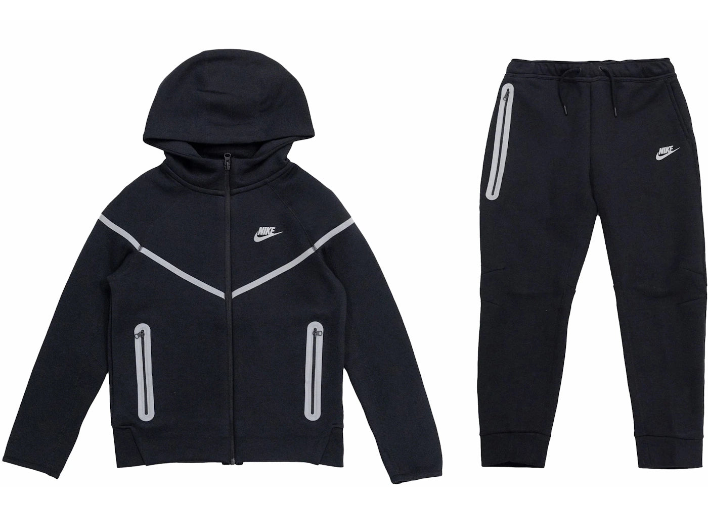 Nike Kid's Tech Fleece Reflective Hoodie & Joggers Set-Black/Silver