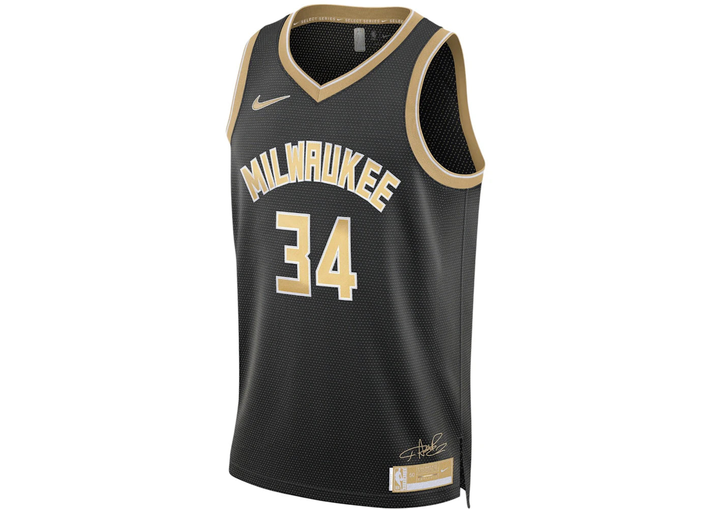 Nike NBA MVP Giannis Antetokounmpo Milwaukee Bucks 2024 Select Series Dri-Fit Swingman Jersey-Club Gold/Black
