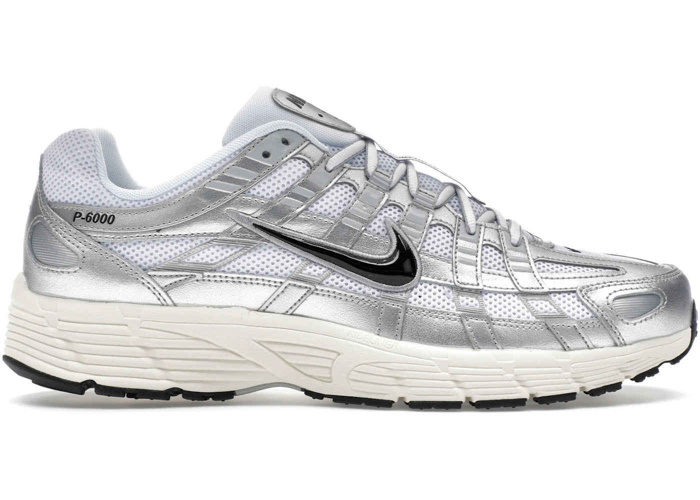 Nike P-6000-White Metallic Silver Flat Silver Black