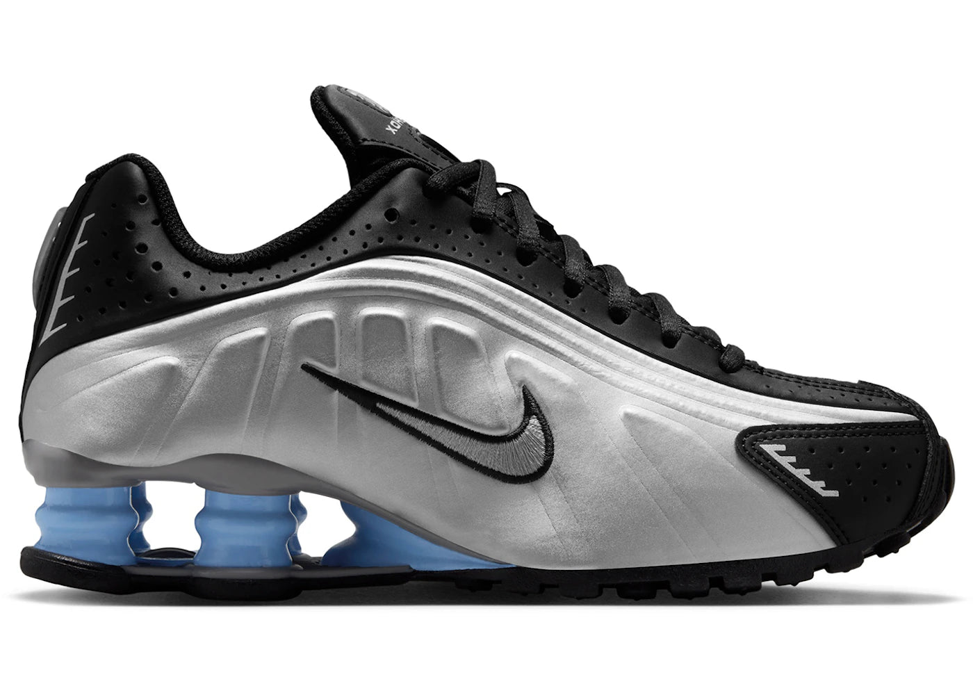 Nike Shox R4-Metallic Silver Black Psychic Blue (GS)