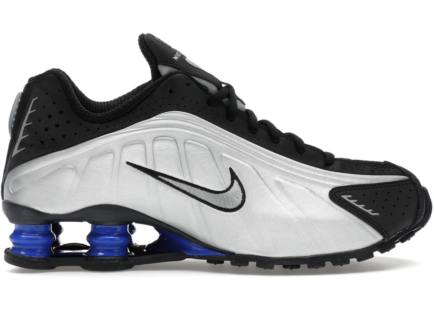 Nike Shox R4-Metallic Silver Black Racer Blue (Women's)