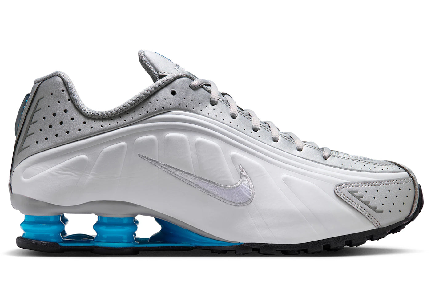 Nike Shox R4-Metallic Silver White Blue Lagoon