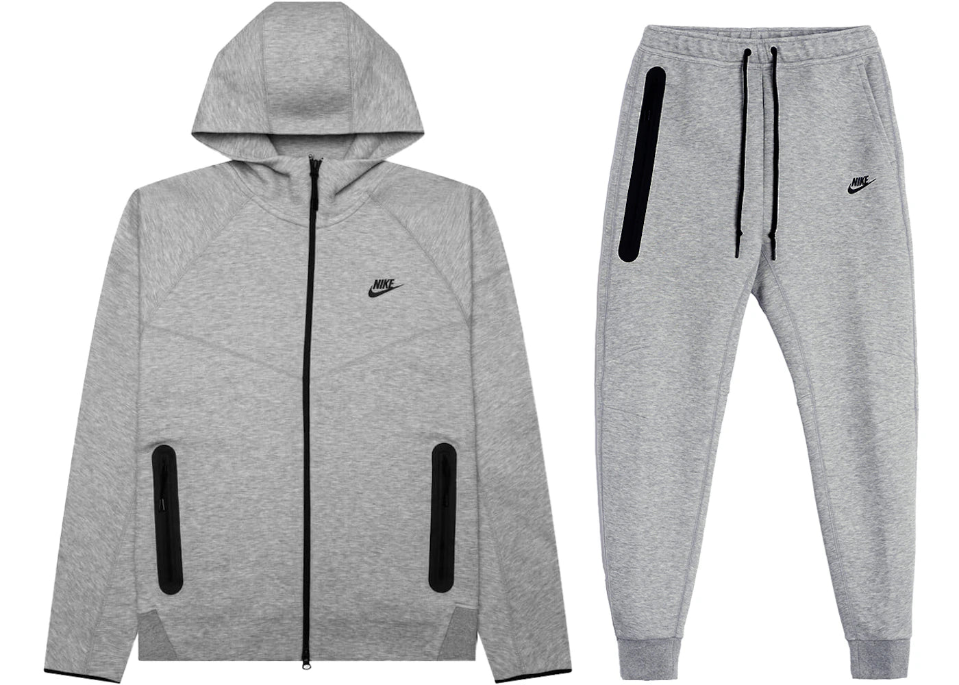 Nike Sportswear Tech Fleece Full-Zip Hoodie & Joggers Set-Dark Heather Grey/Black