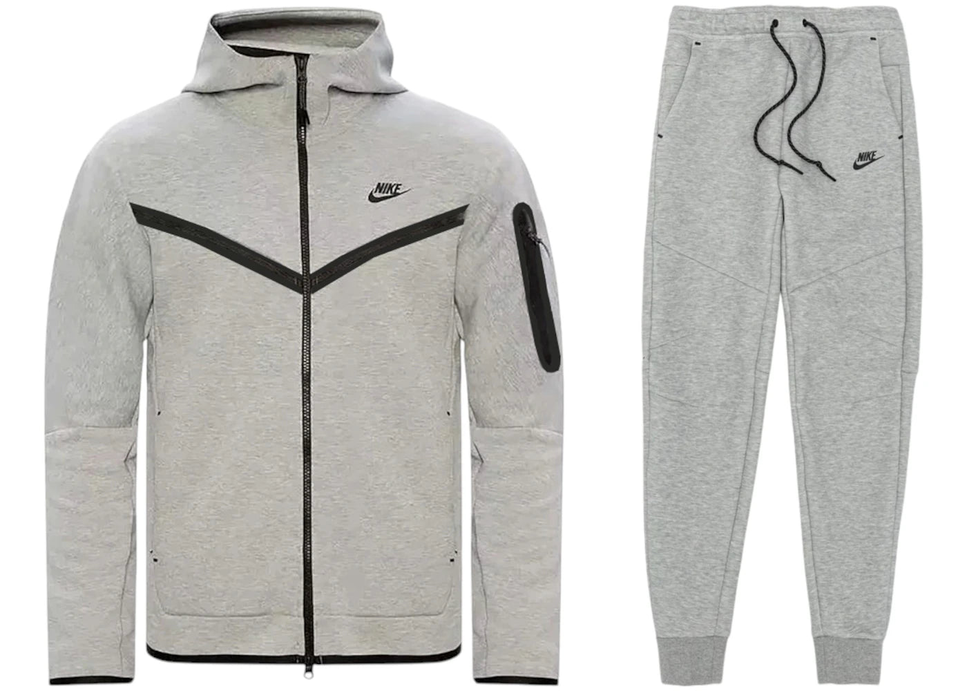 Nike Sportswear Tech Fleece Hoodie & Joggers Set (FW24)-Dark Grey Heather/Black