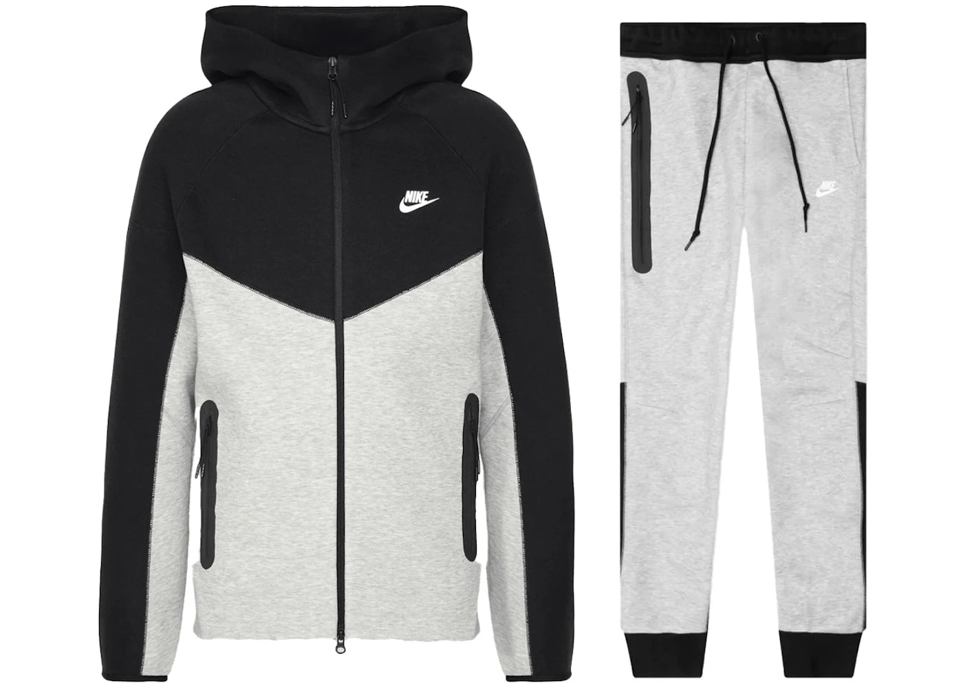 Nike Sportswear Tech Fleece Windrunner Full Zip Hoodie & Joggers Set-Dark Grey Heather/Black/White