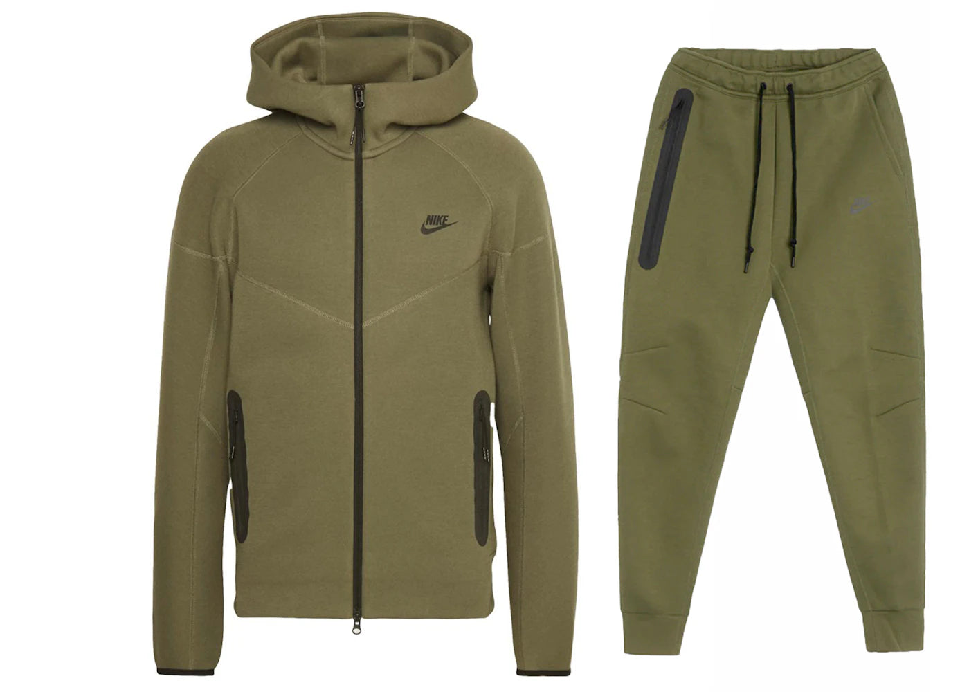 Nike Sportswear Tech Fleece Windrunner Full Zip Hoodie & Joggers Set-Medium Olive/Black