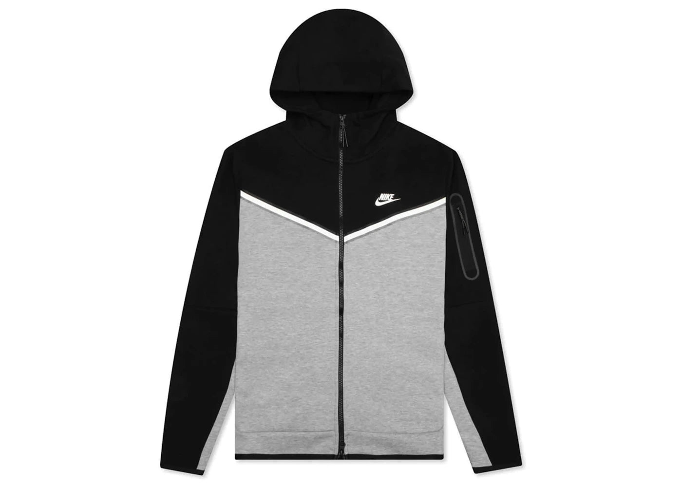 Nike Sportswear Tech Fleece Full-Zip Hoodie-Black/Dark Grey Heather/White
