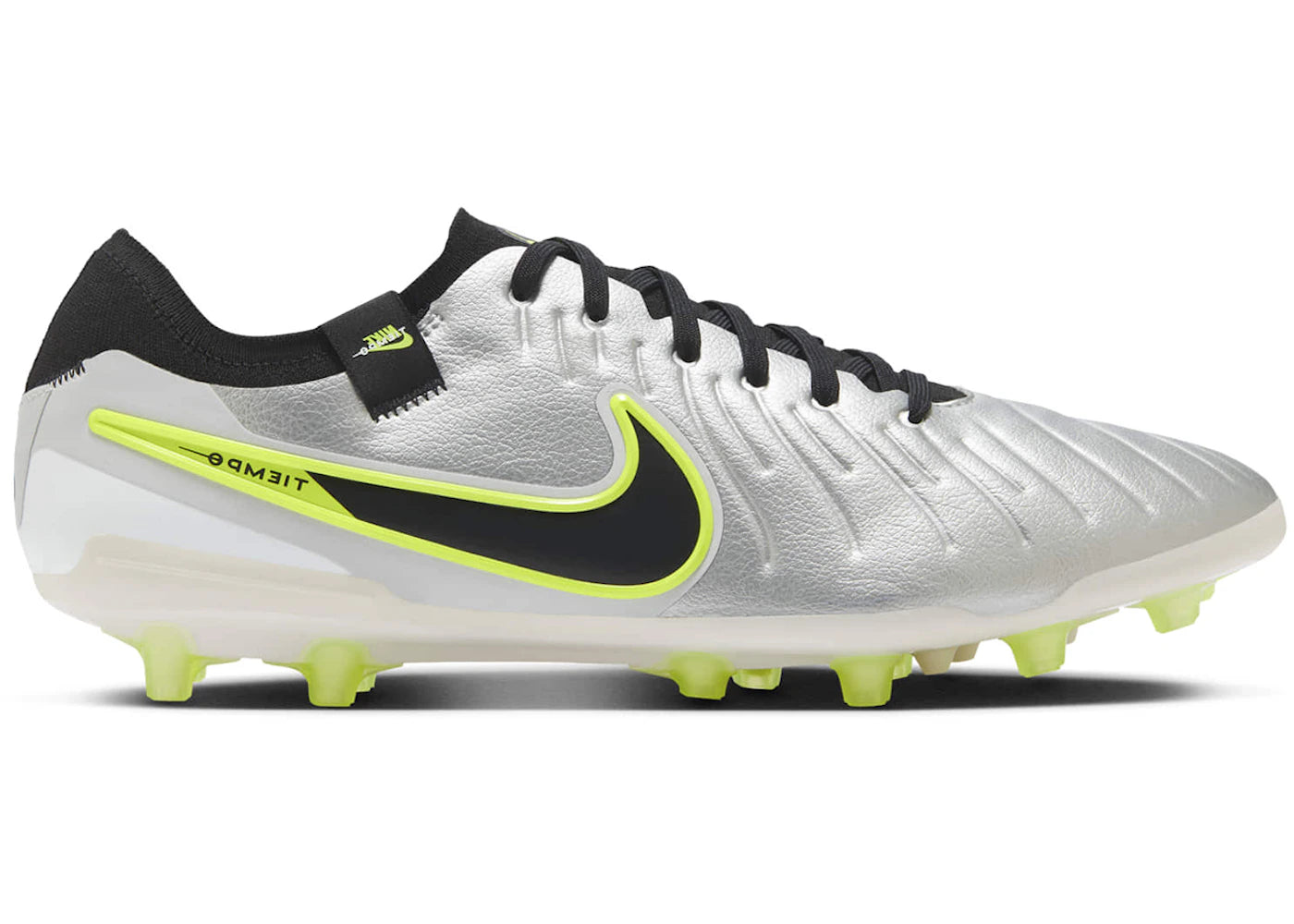 Nike Tiempo Legend 10 Pro AG-Metallic Silver Volt Black