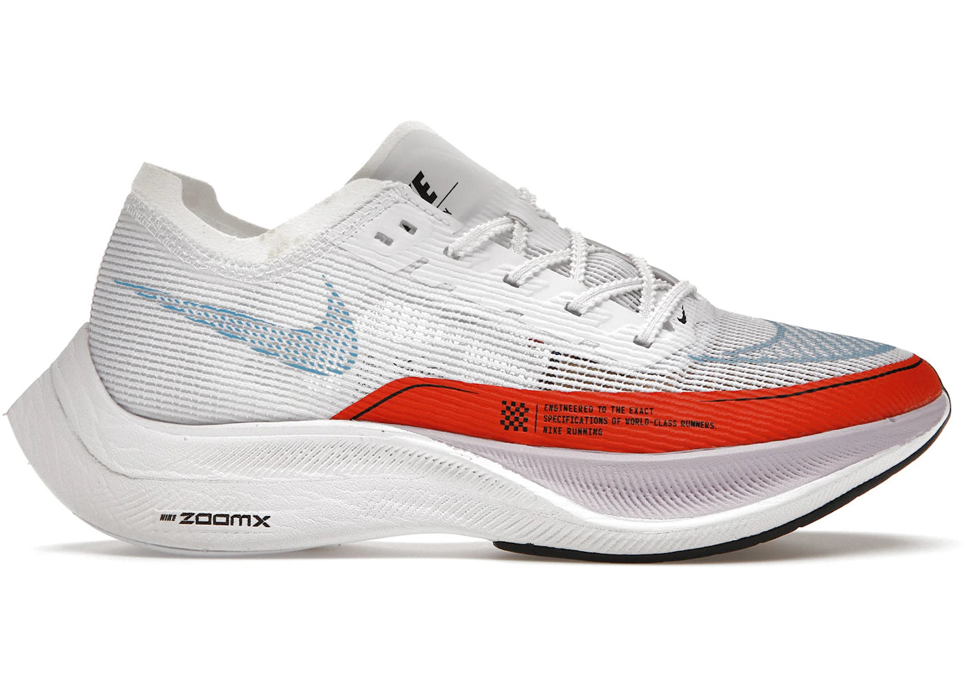 Nike ZoomX Vaporfly Next% 2-White Laser Blue Rush Orange
