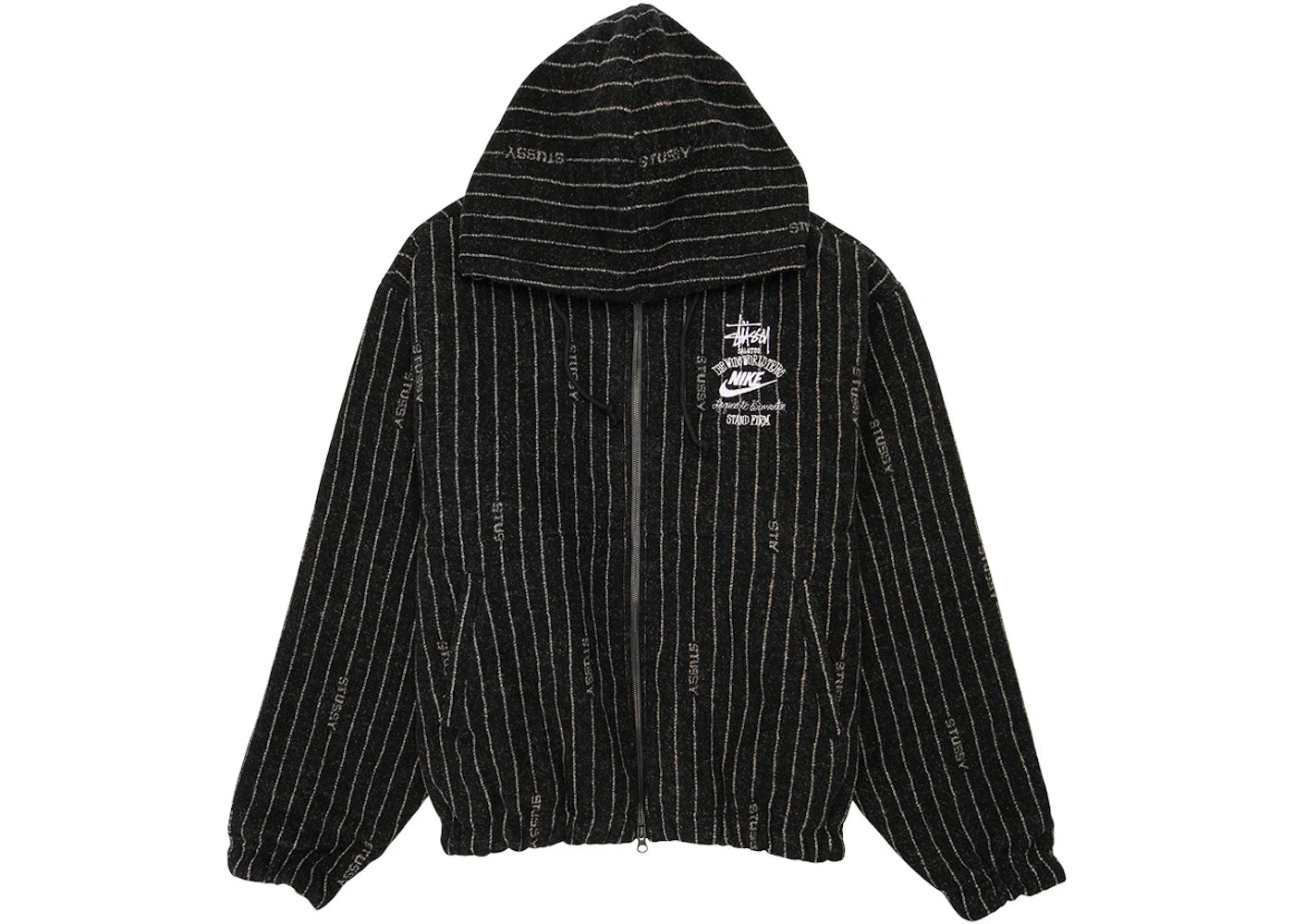 Veste en laine rayée Nike x Stussy - Noire