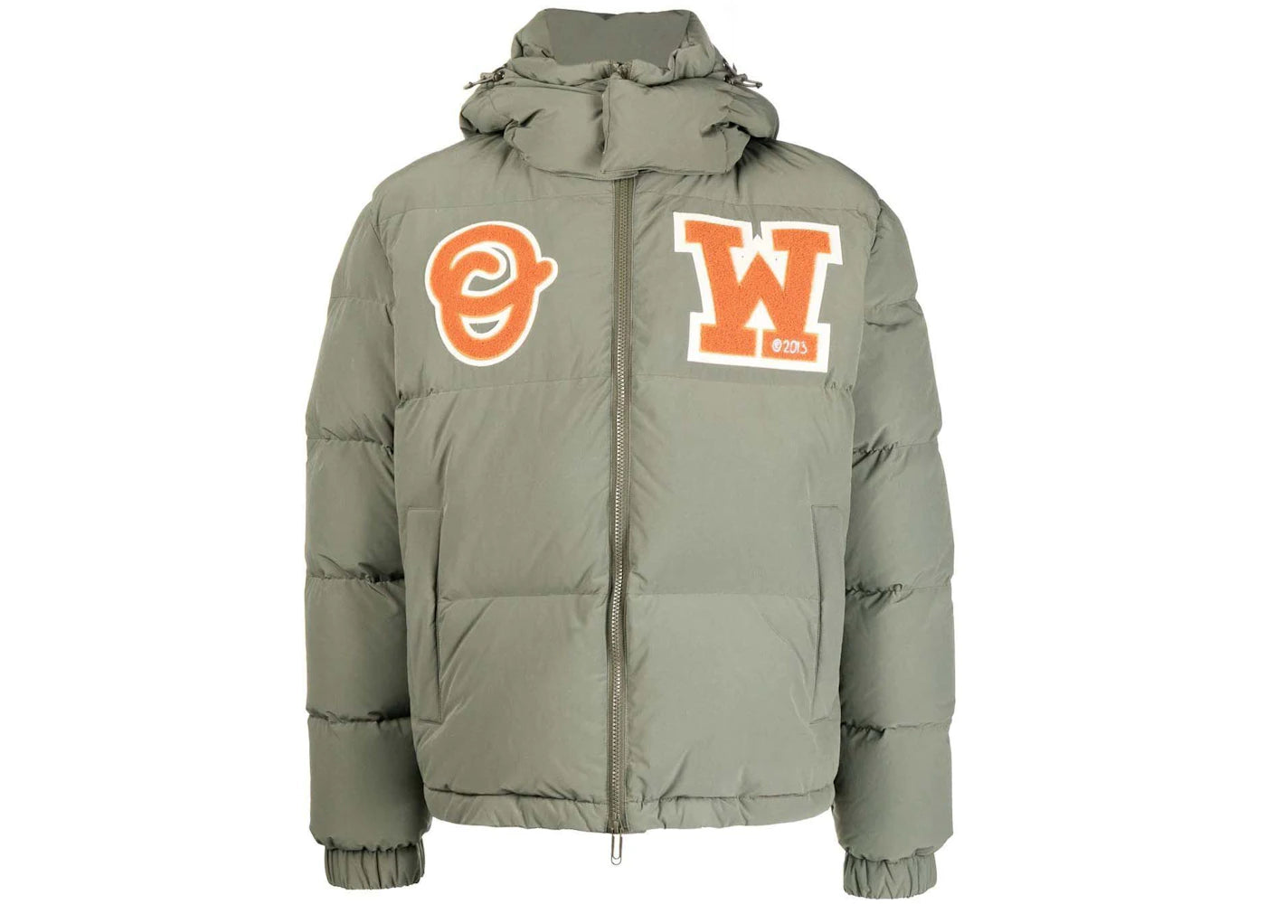 OFF-WHITE Ow Patch Puffer Coat-Army Green