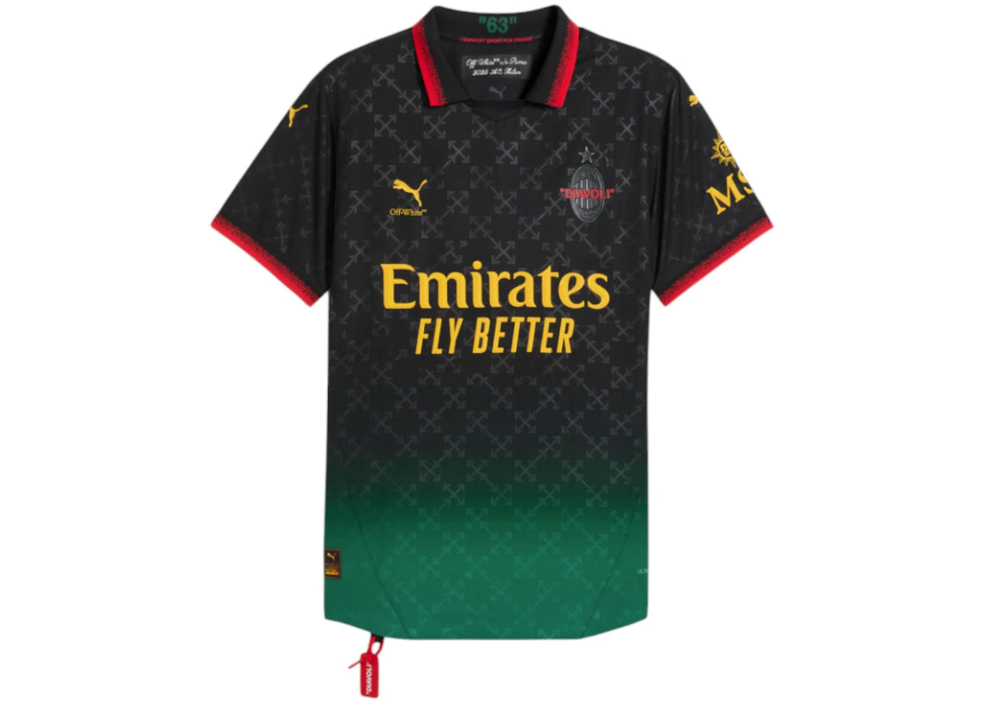 Maillot authentique OFF-WHITE x Puma AC Milan - Noir/Vert électrique