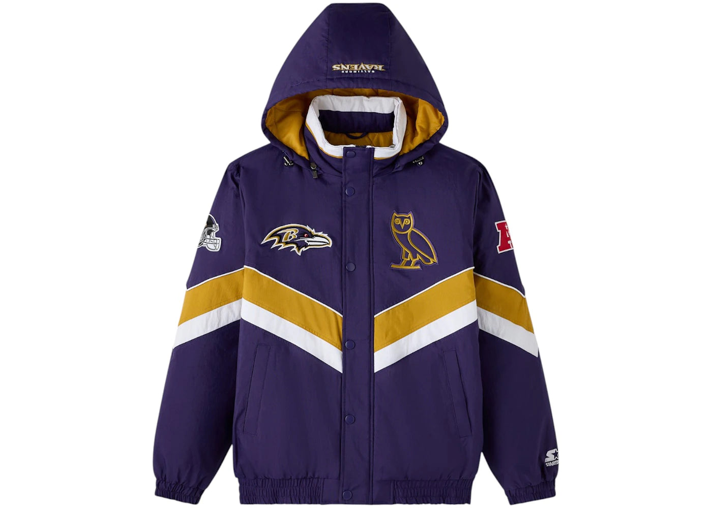 OVO x NFL Baltimore Ravens Starter Sideline Puffer Jacket-Purple