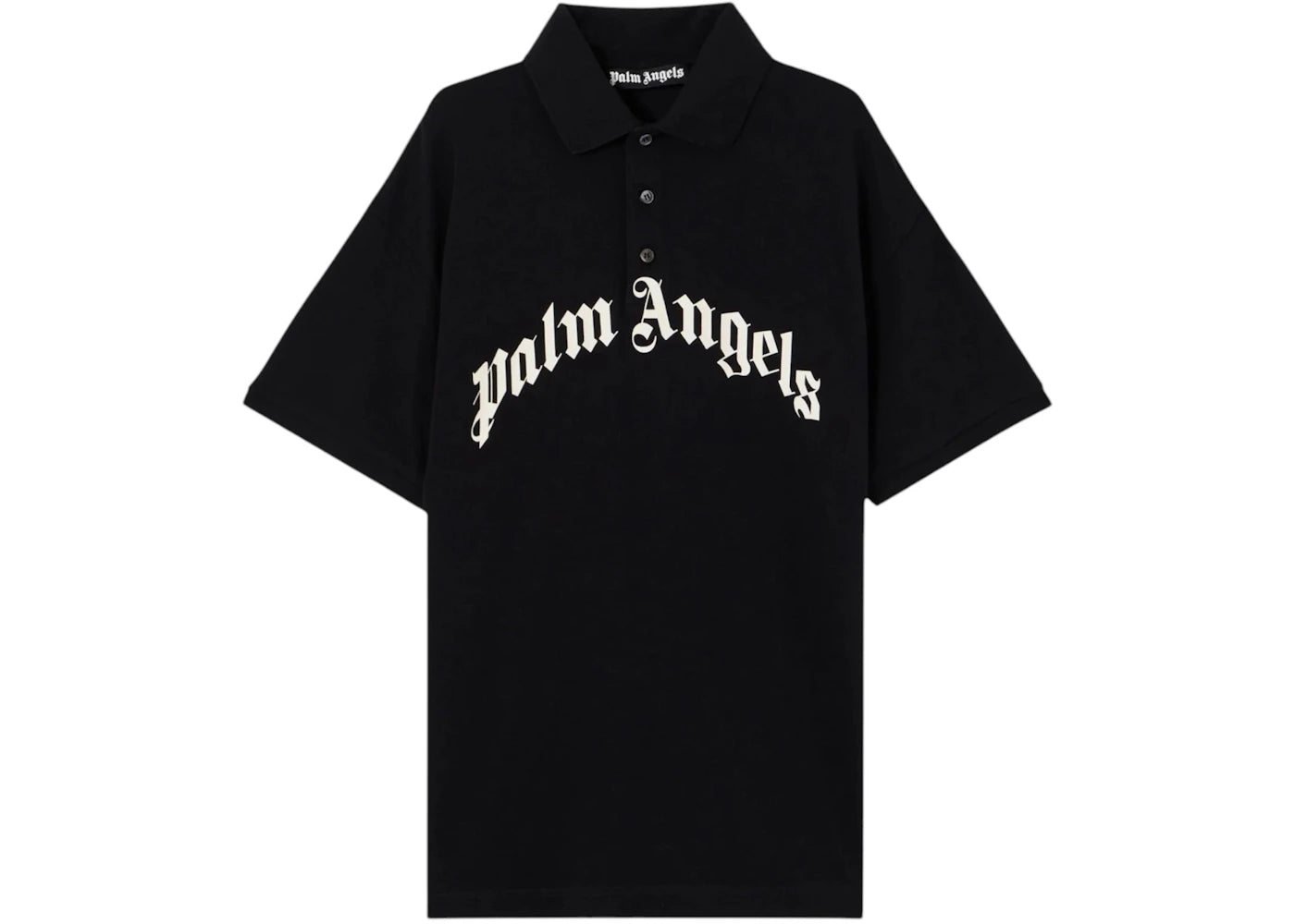 Palm Angels Curved Logo S/S Polo Black