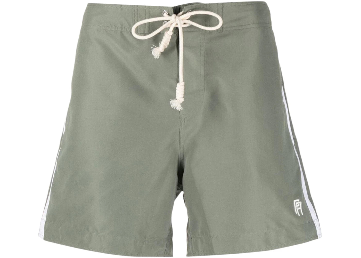 Palm Angels Logo-embroidered Side Stripe Swim Shorts Military Green