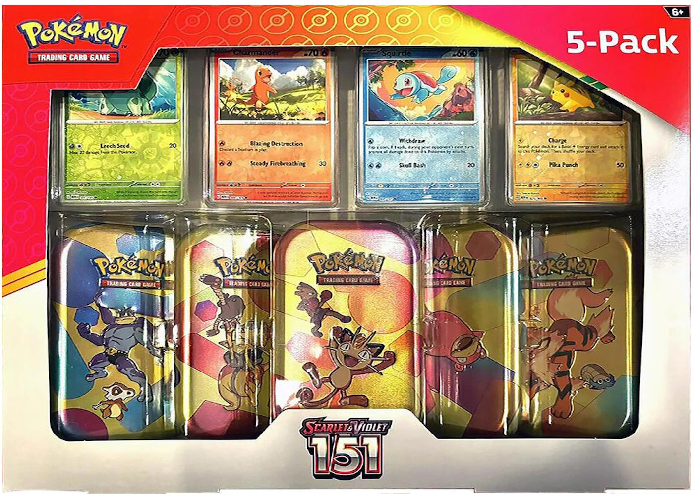 Pokémon Scarlet &amp; Violet - Lot de 5 mini-boîtes en métal Costco (les illustrations varient)