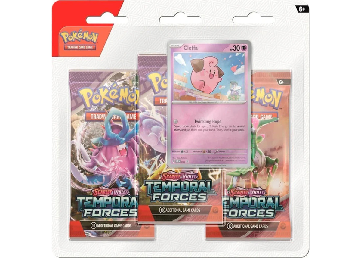Pokèmon Scarlet & Violet Temporal Forces Cleffa Promo Card 3 Booster Blister Pack - main view