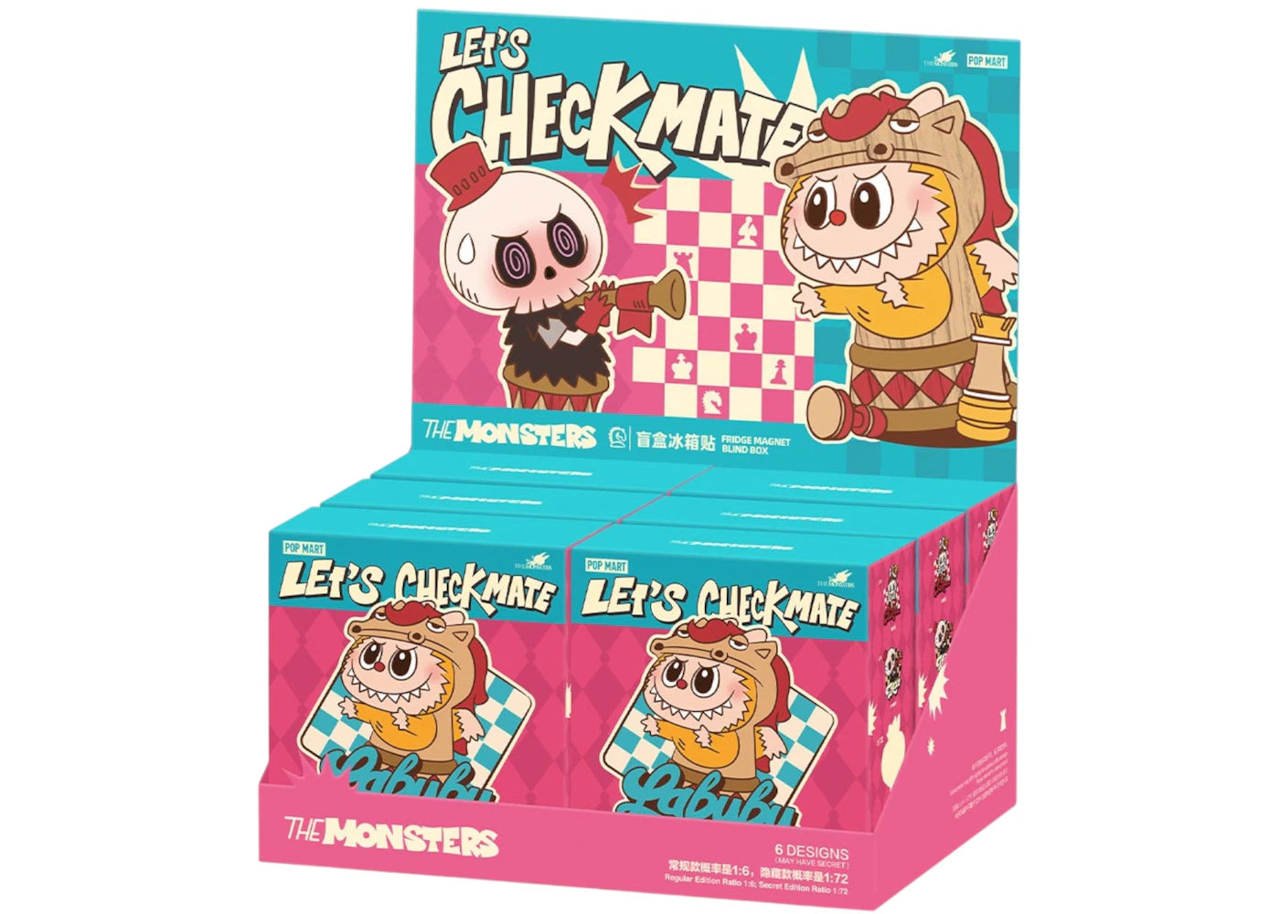 Pop Mart Labubu The Monsters Let's Checkmate Series Fridge Magnet Sealed Case (6 Blind Box)-