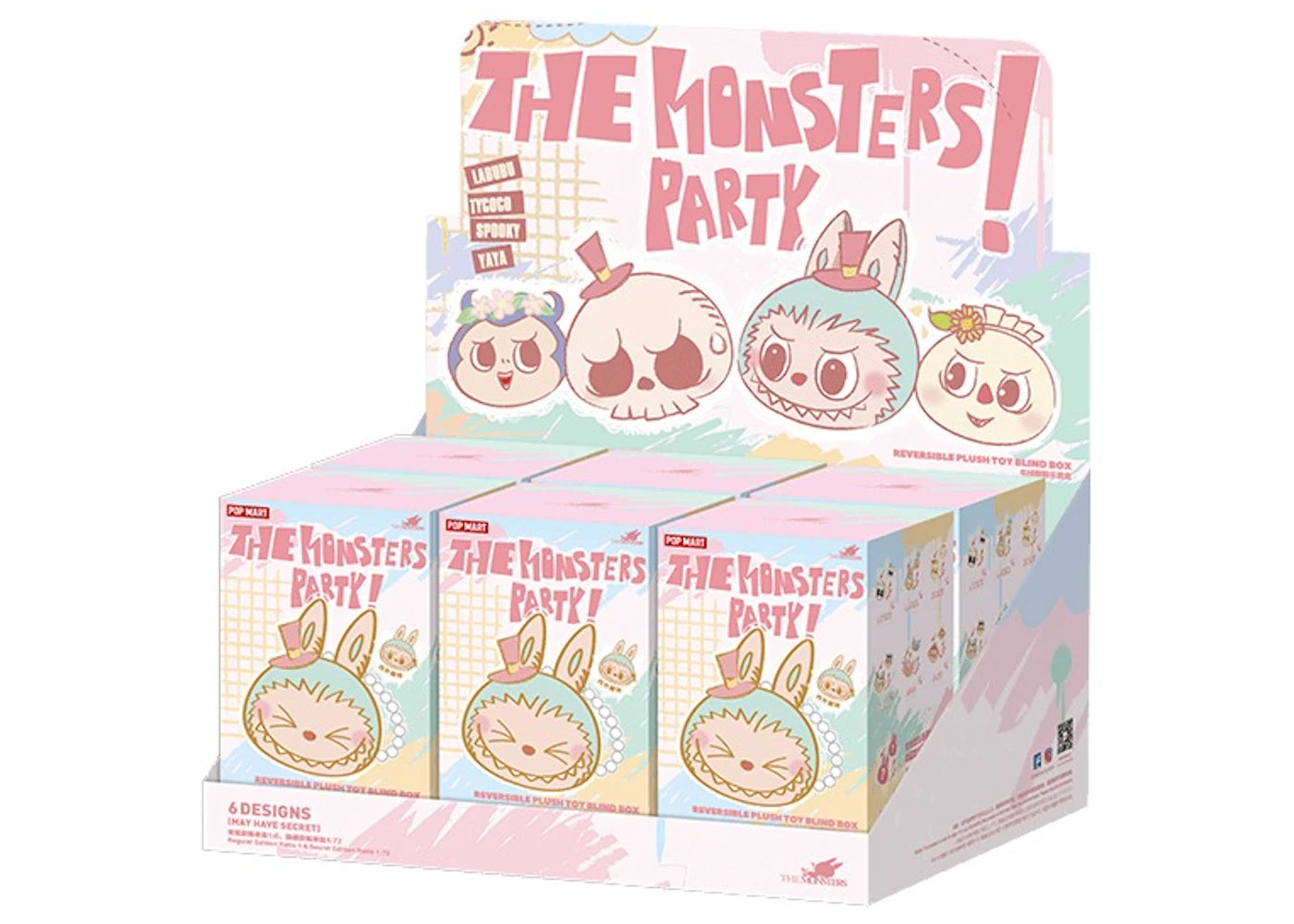 Pop Mart Labubu The Monsters Party Series Reversible Plush Doll Sealed Case (6 Blind Box)-