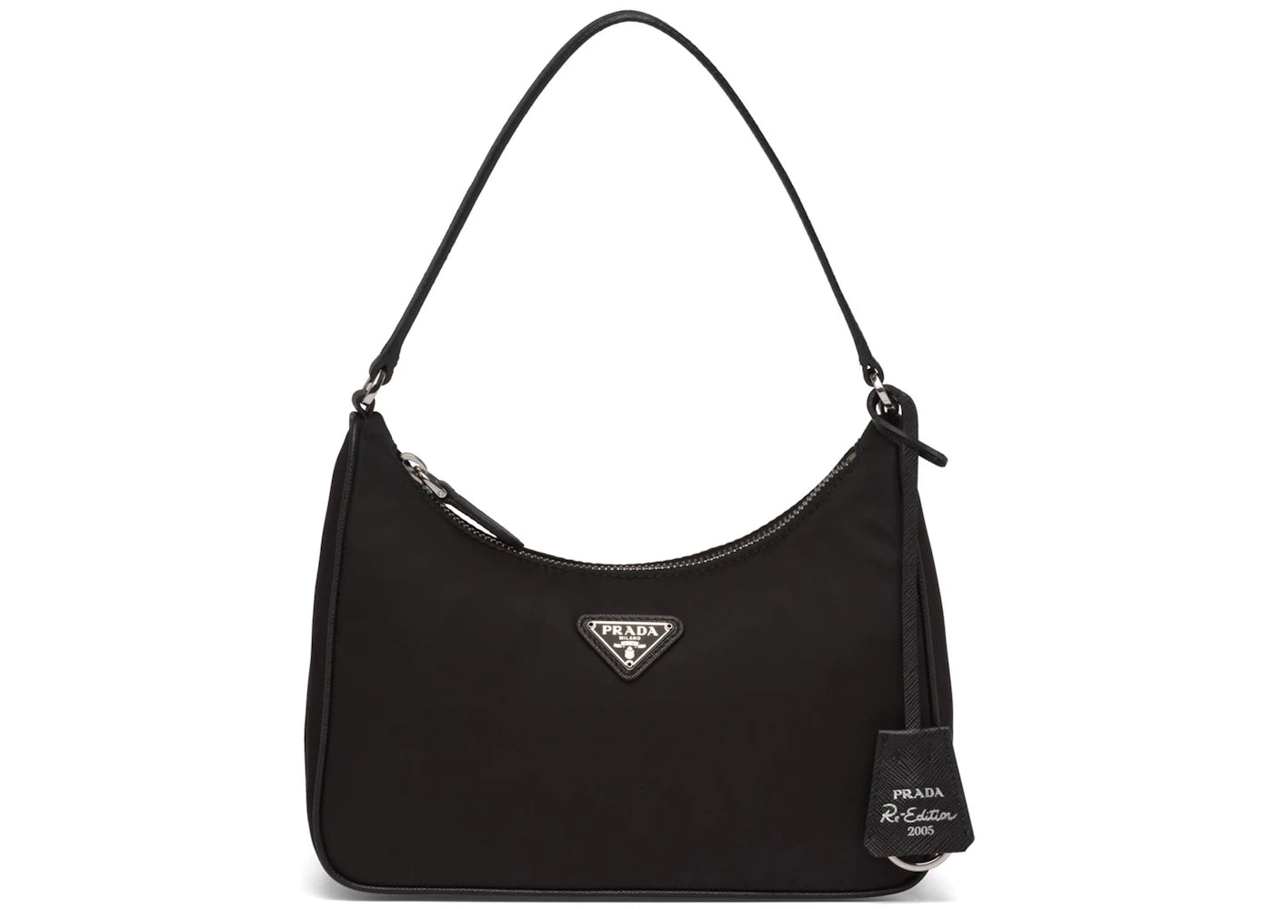 Prada Re-Edition 2005 Mini Bag Nylon Saffiano Leather Strap Black - main view