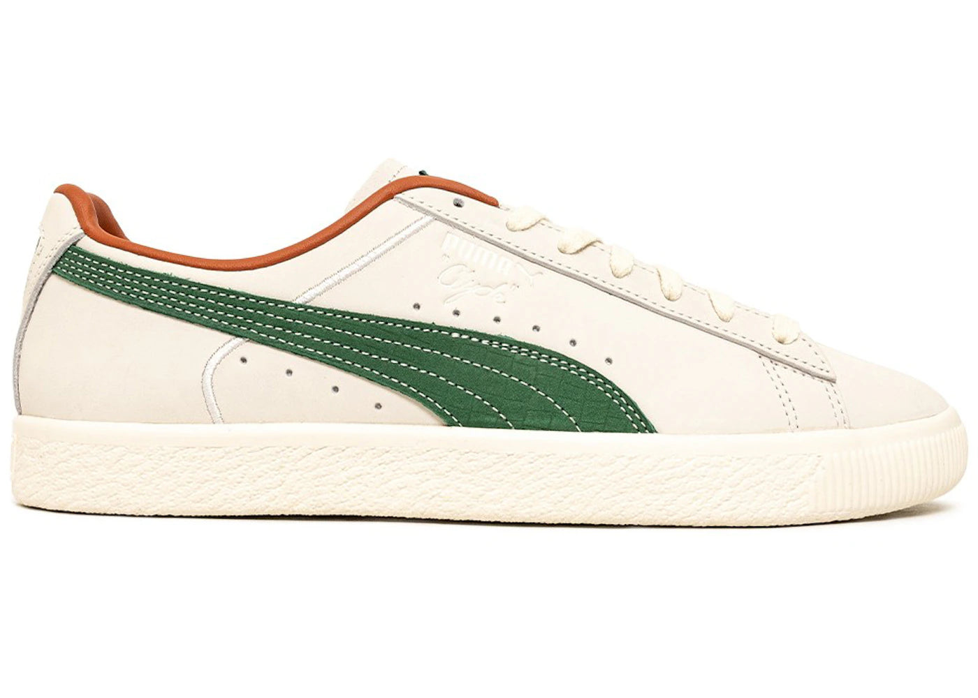 Puma Clyde FG - Blanc pur et vert vigne