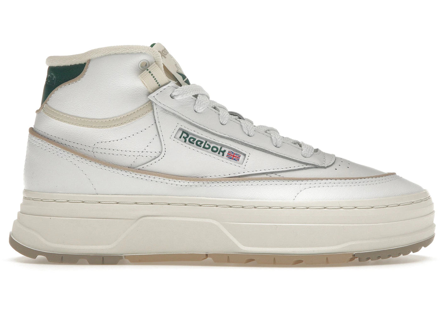 Reebok Club C Geo Mid-White Vert foncé (Femme)