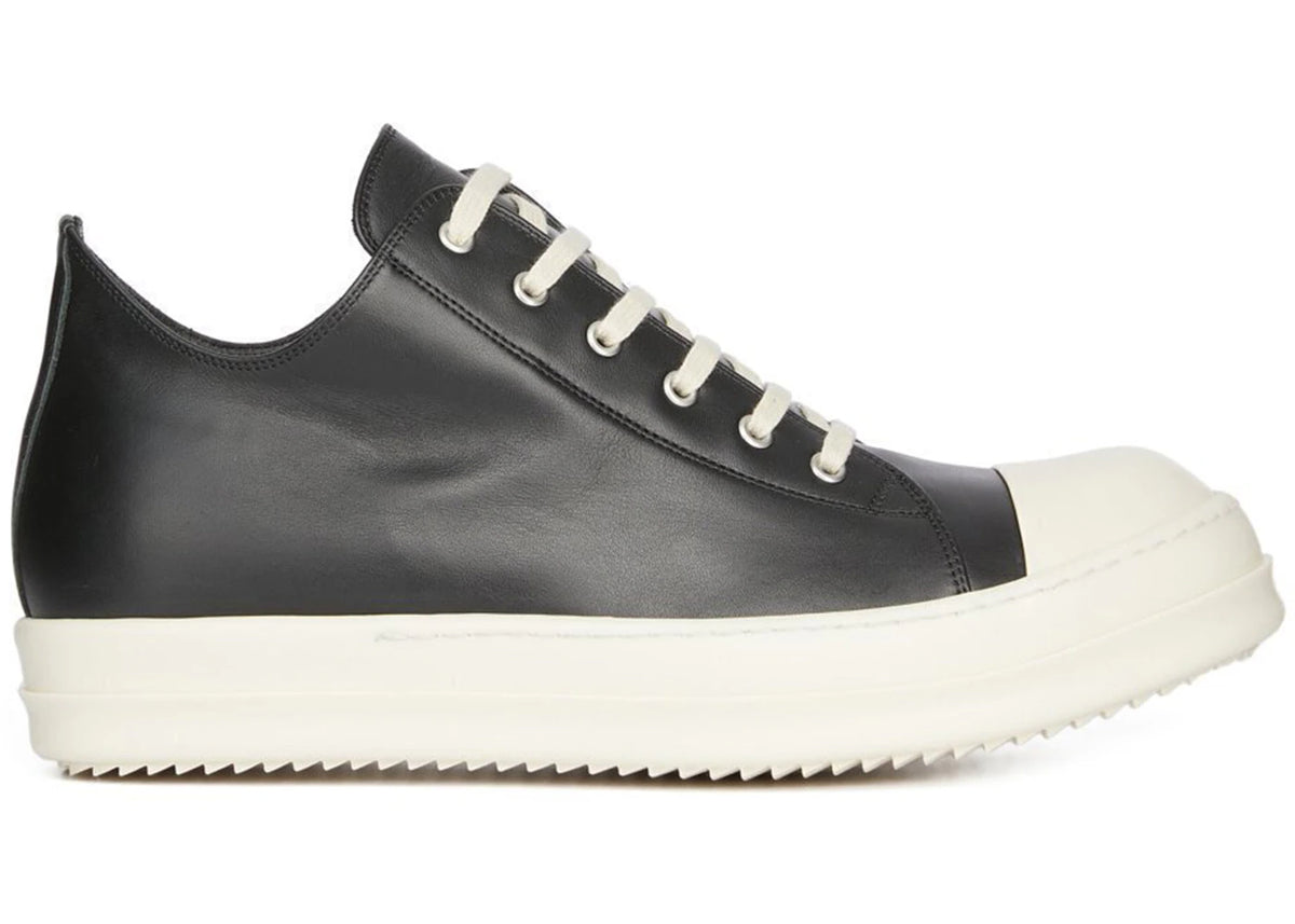 Rick Owens Concordians Low Sneaks Full Grain Cow Leather Black Milk - main view