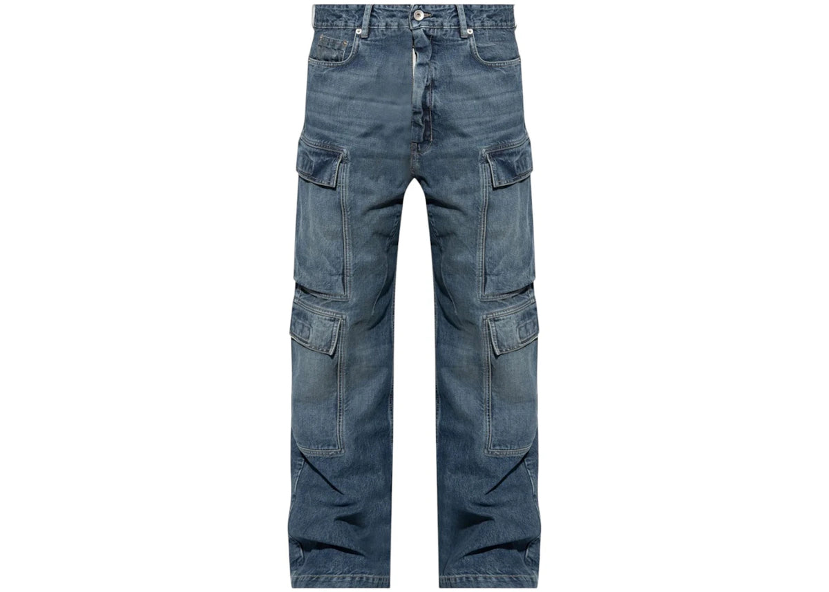 Rick Owens DRKSHDW Double Cargo Jeans Washed Indigo - main view