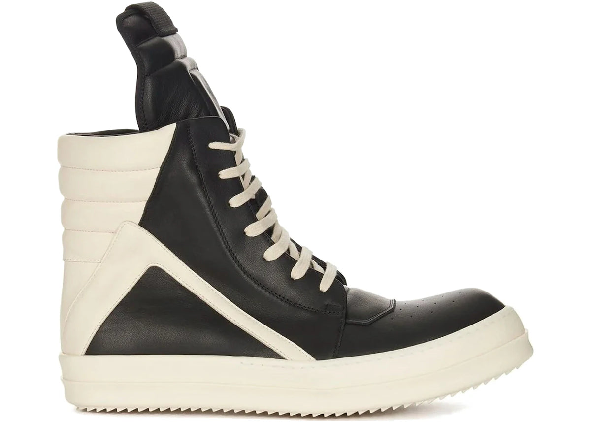 Rick Owens Leather Geobasket High Black Milk - main view
