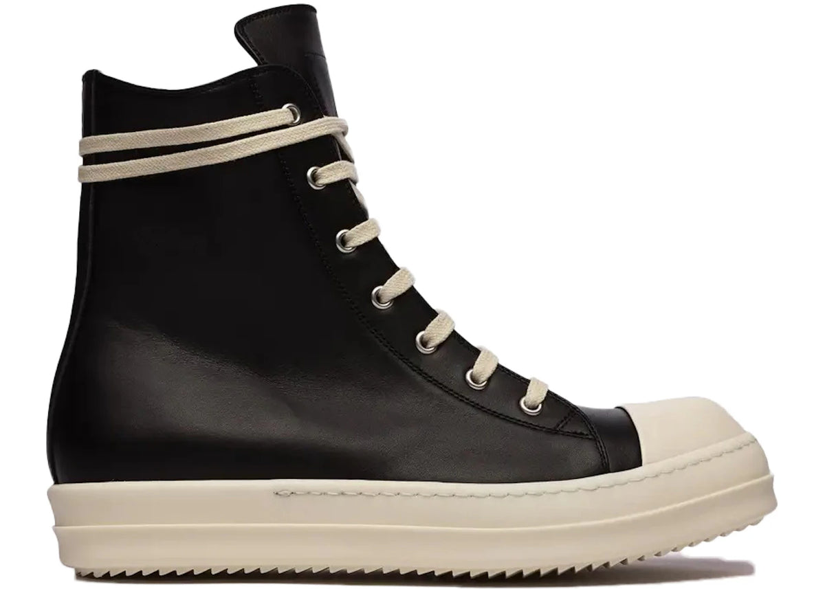 Rick Owens Ramones Leather High Top Black Cream - main view