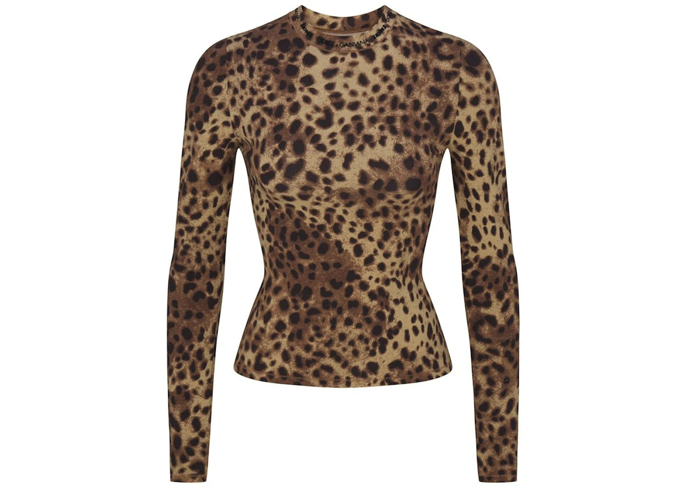 SKIMS x Dolce&amp;Gabbana Cotton Jersey Long Sleeve T-Shirt-Leopard