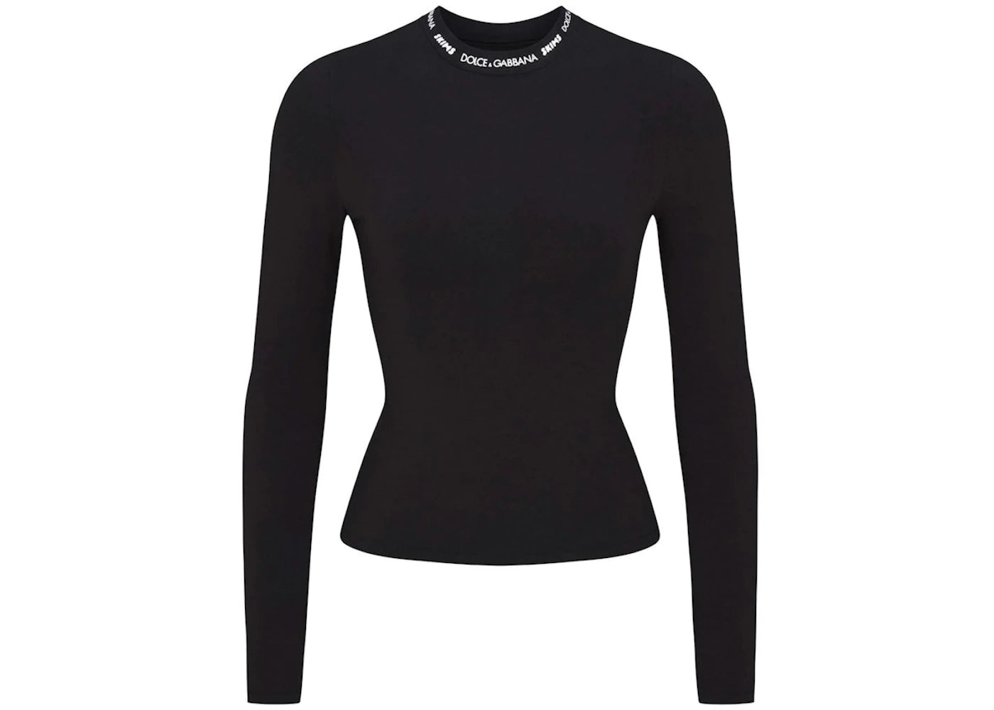 SKIMS x Dolce&amp;Gabbana Cotton Jersey Long Sleeve T-Shirt-Onyx