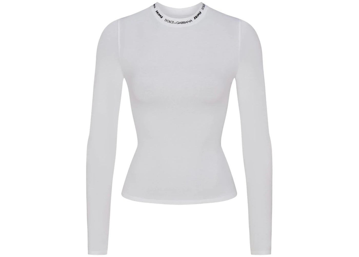 SKIMS x Dolce&amp;Gabbana Cotton Jersey Long Sleeve T-Shirt-Snow