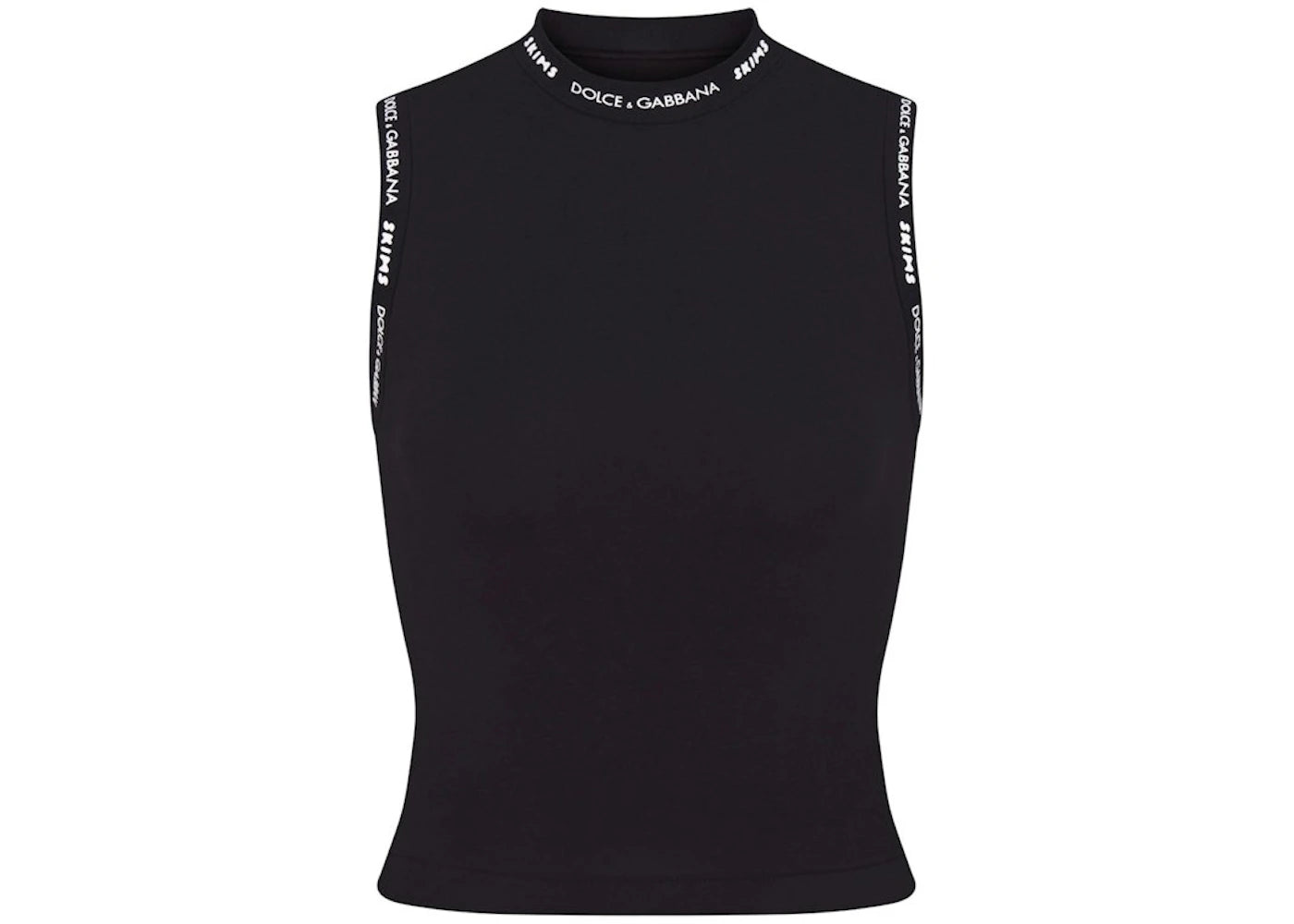 SKIMS x Dolce&amp;Gabbana Cotton Jersey Mock Neck Tank-Onyx
