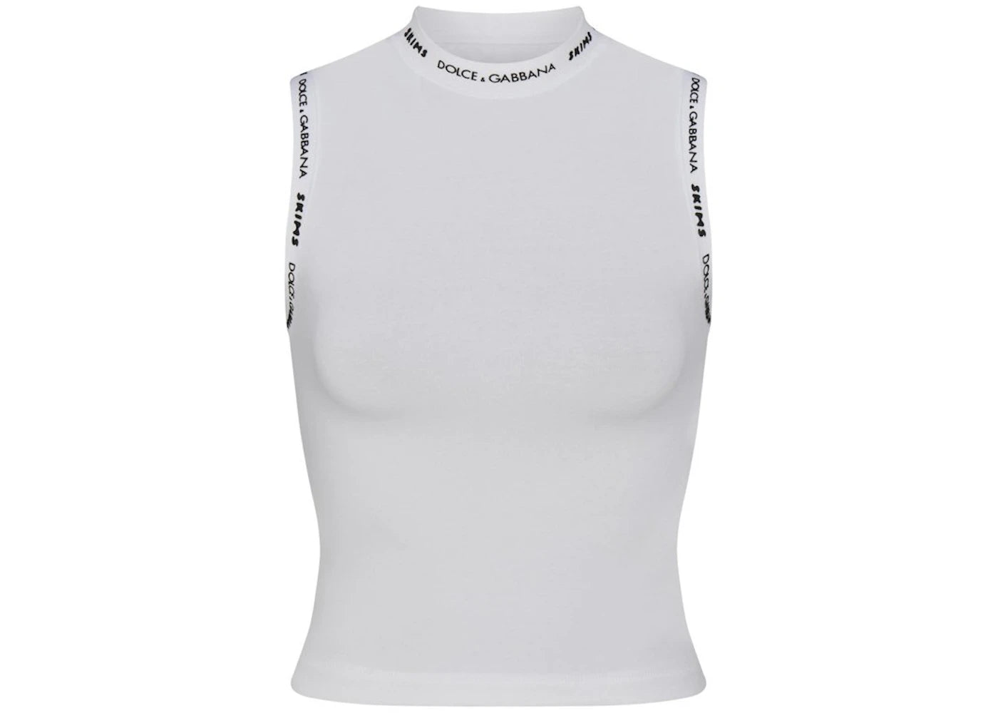 SKIMS x Dolce&amp;Gabbana Cotton Jersey Mock Neck Tank-Snow
