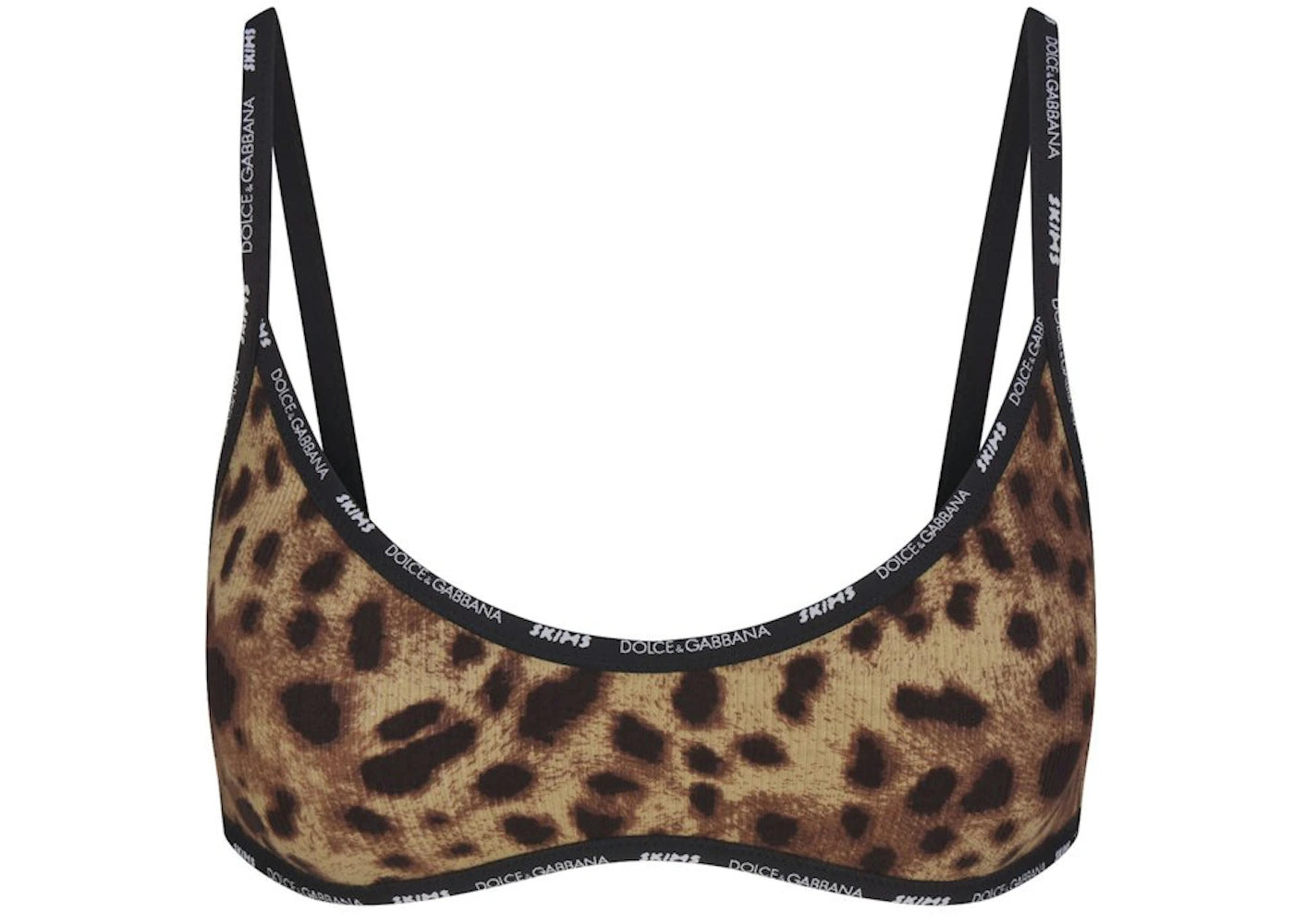SKIMS x Dolce&amp;Gabbana Cotton Rib Scoop Bralette-Leopard