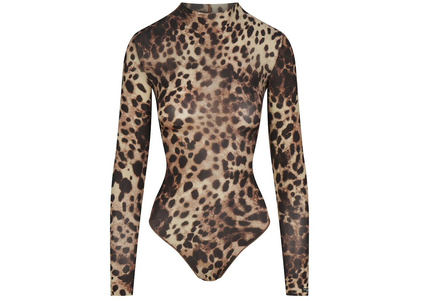 SKIMS x Dolce&amp;Gabbana Milky Sheer Mock Neck Bodysuit-Leopard