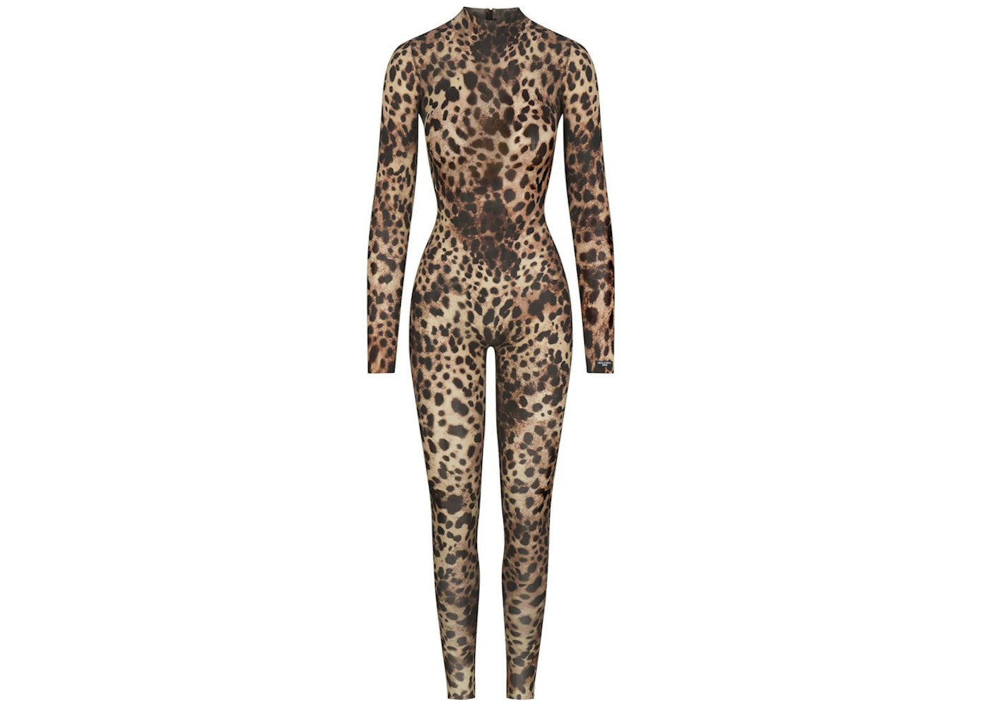 SKIMS x Dolce&amp;Gabbana Milky Sheer Mock Neck Catsuit-Leopard