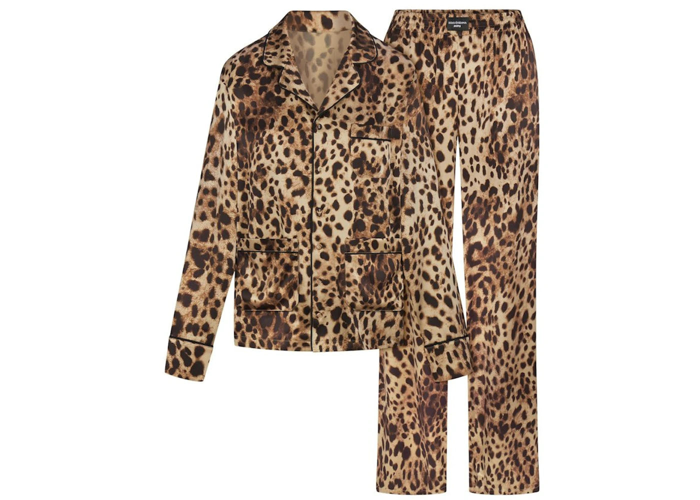 SKIMS x Dolce&amp;Gabbana Silk Long Sleeve Sleep Set-Leopard