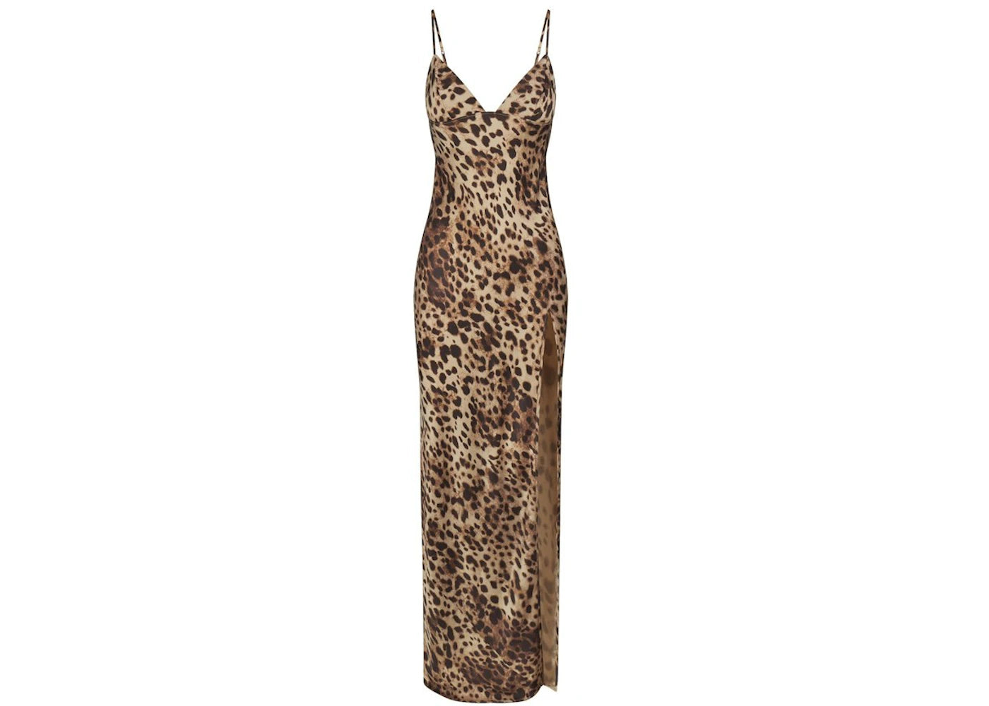 SKIMS x Dolce&amp;Gabbana Silk Long Slip Dress-Leopard