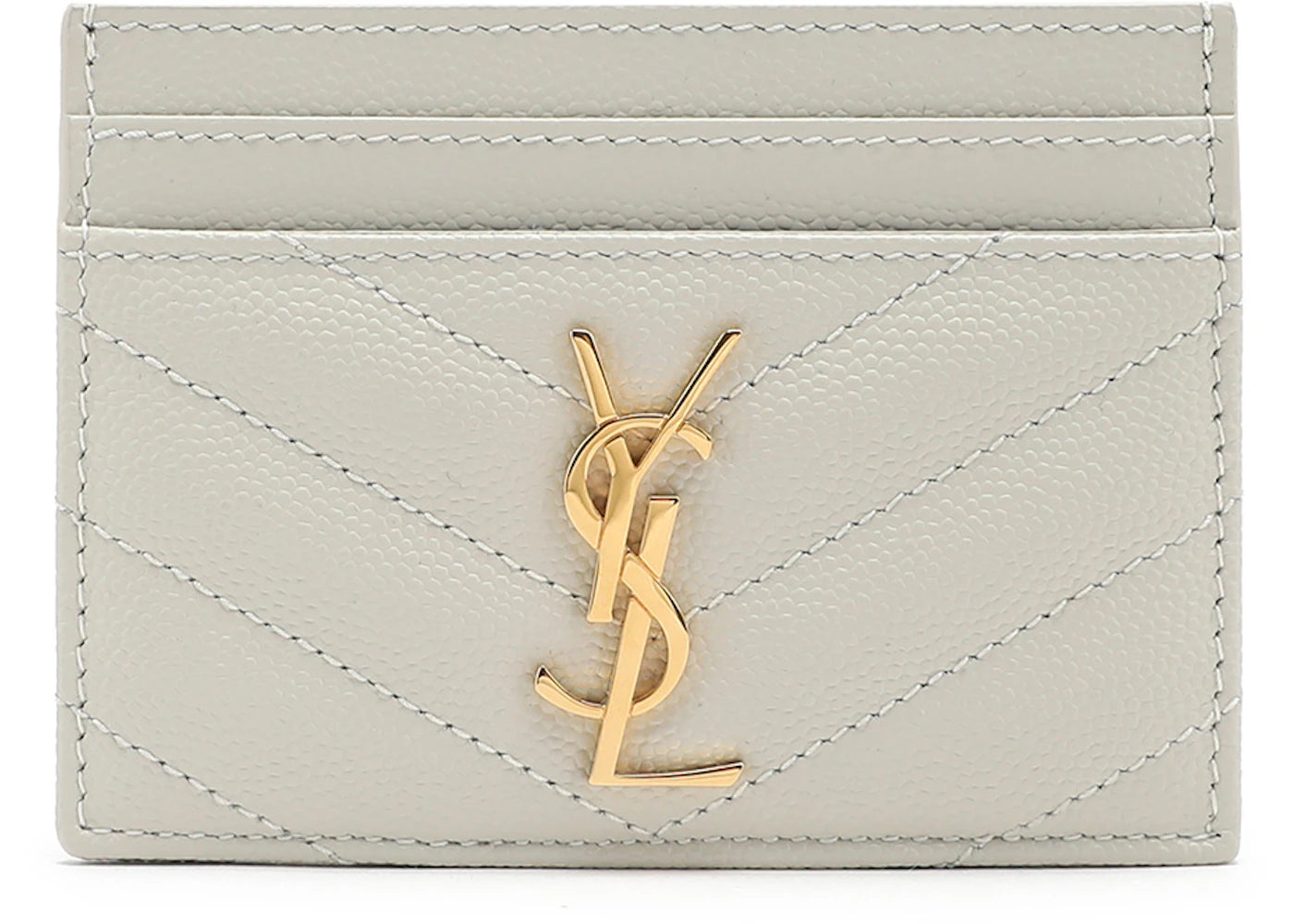 Saint Laurent Cassandra Matelasse Card Holder Ivory