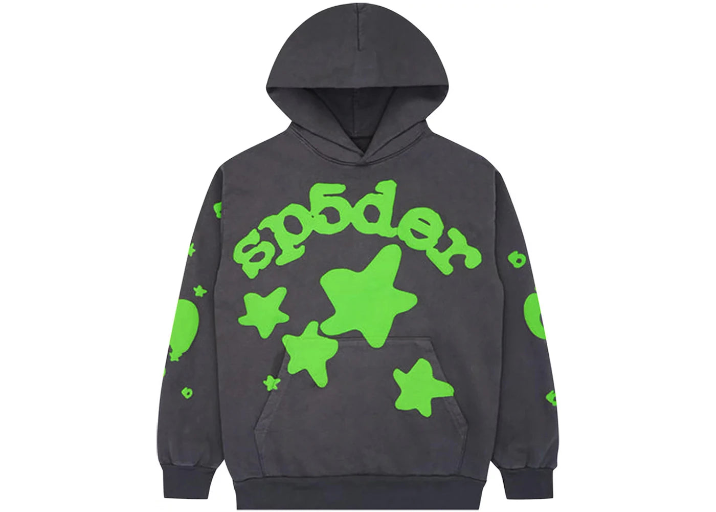 Sweat à capuche Sp5der Beluga - Gris ardoise/Vert