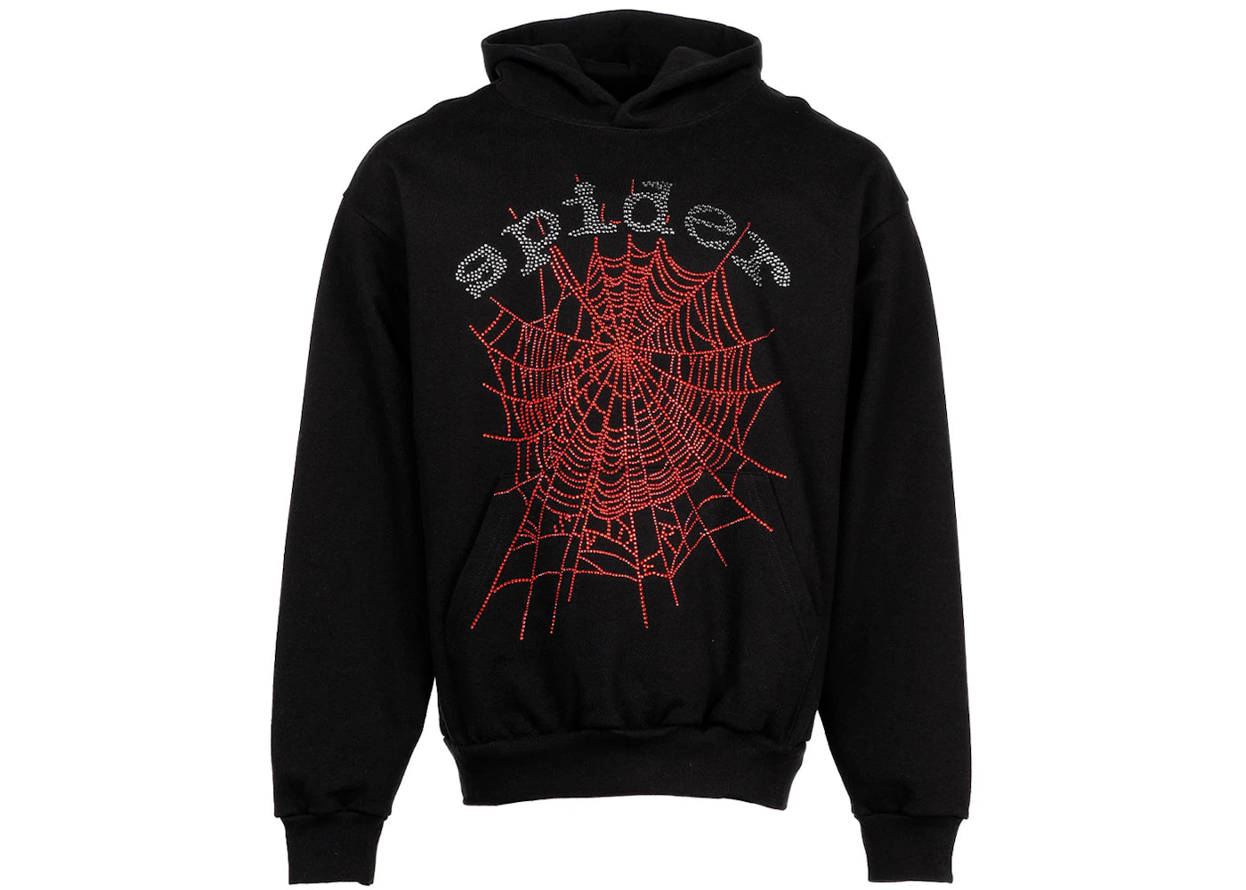 Sp5der OG Rhinestone Logo Hoodie-Black
